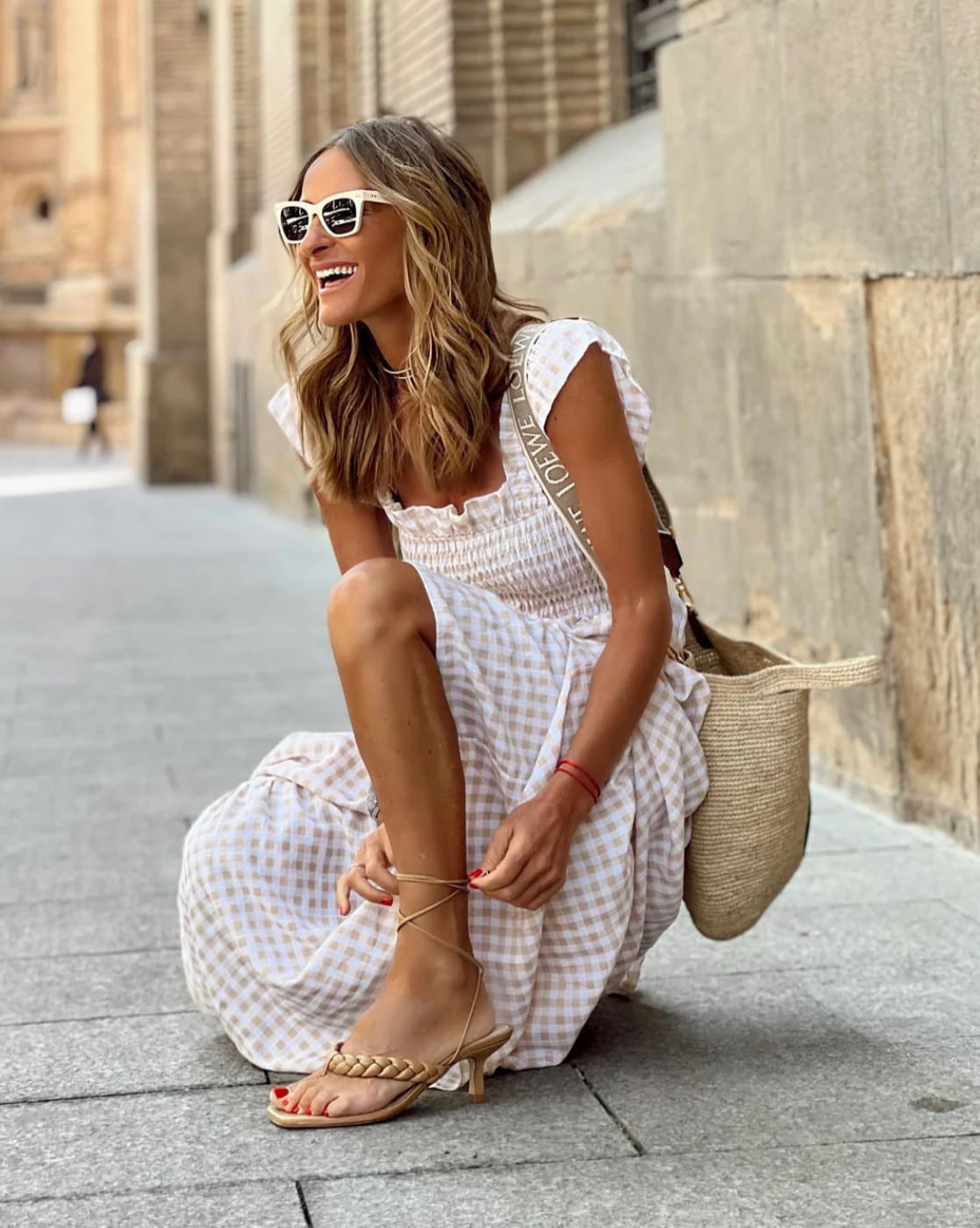 Hester Smocked Gingham Ruffle Sleeve Maxi Dress_2