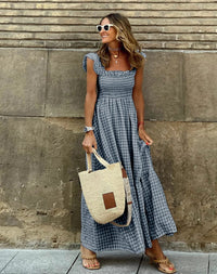 Hester Smocked Gingham Ruffle Sleeve Maxi Dress