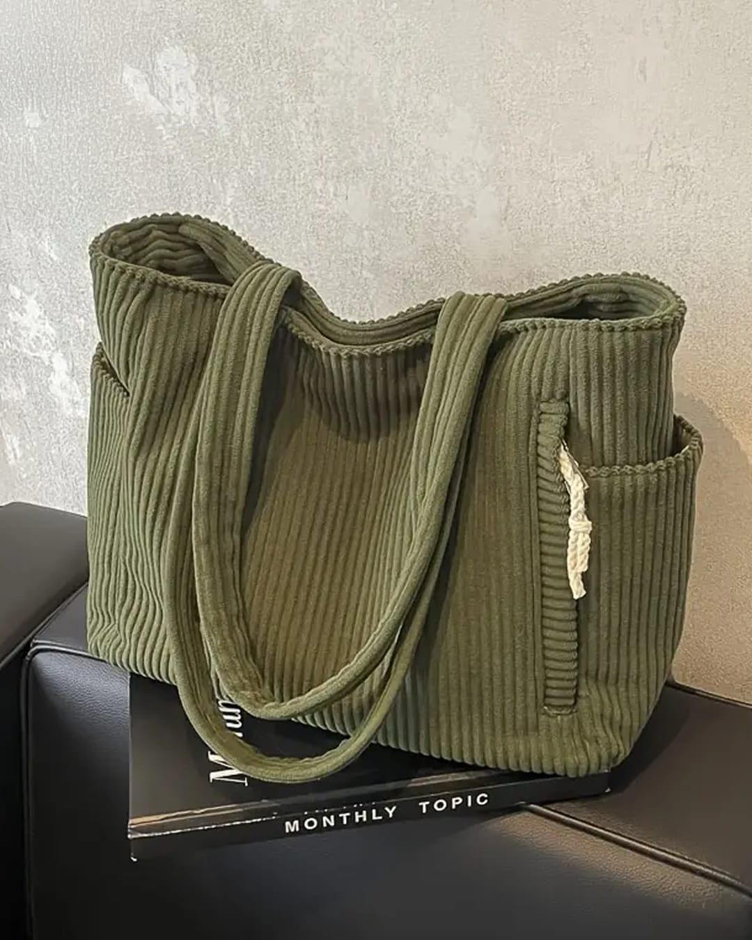 Agatha Corduroy Ribbed Tote Bag