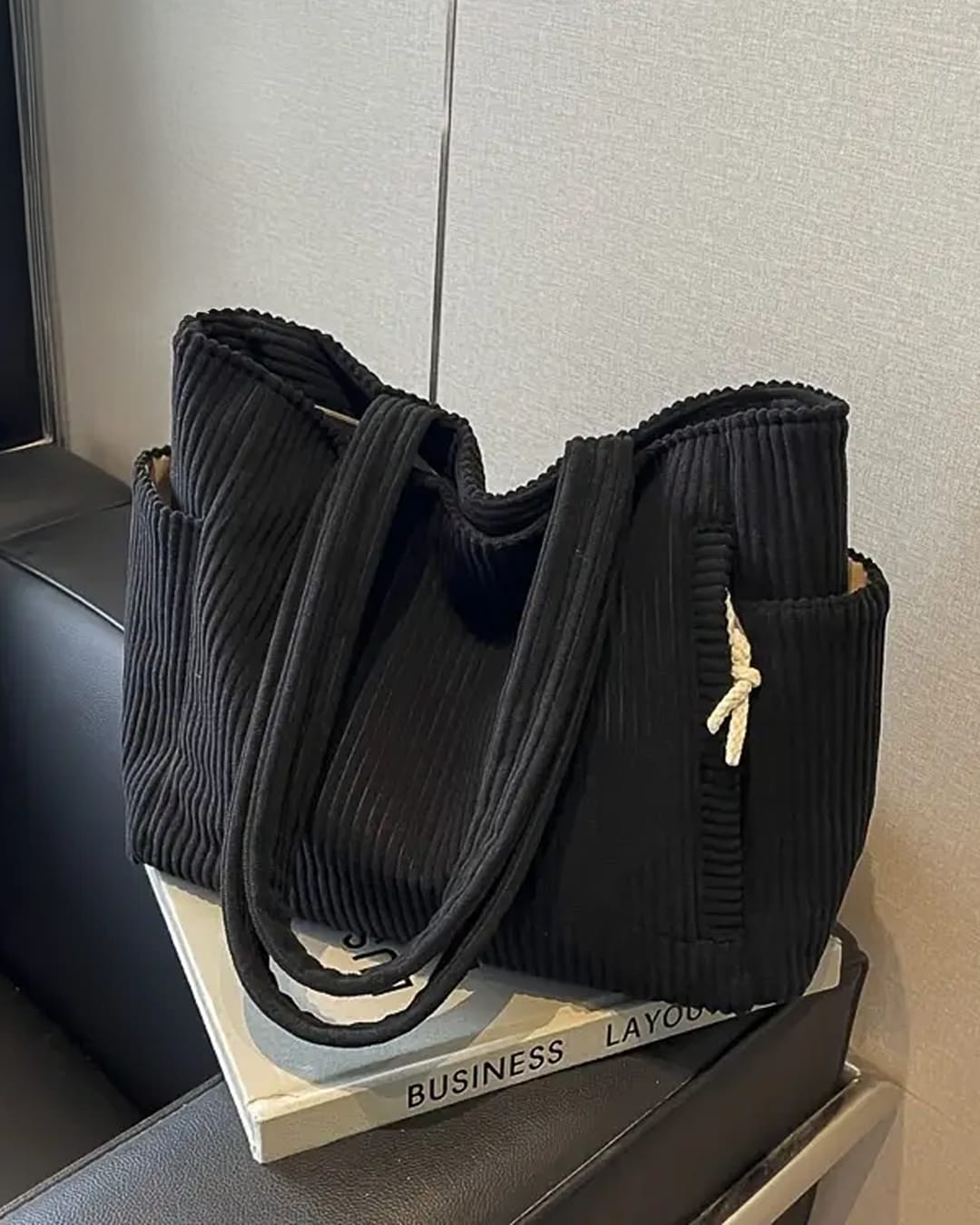 Agatha Corduroy Ribbed Tote Bag