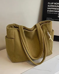 Agatha Corduroy Ribbed Tote Bag