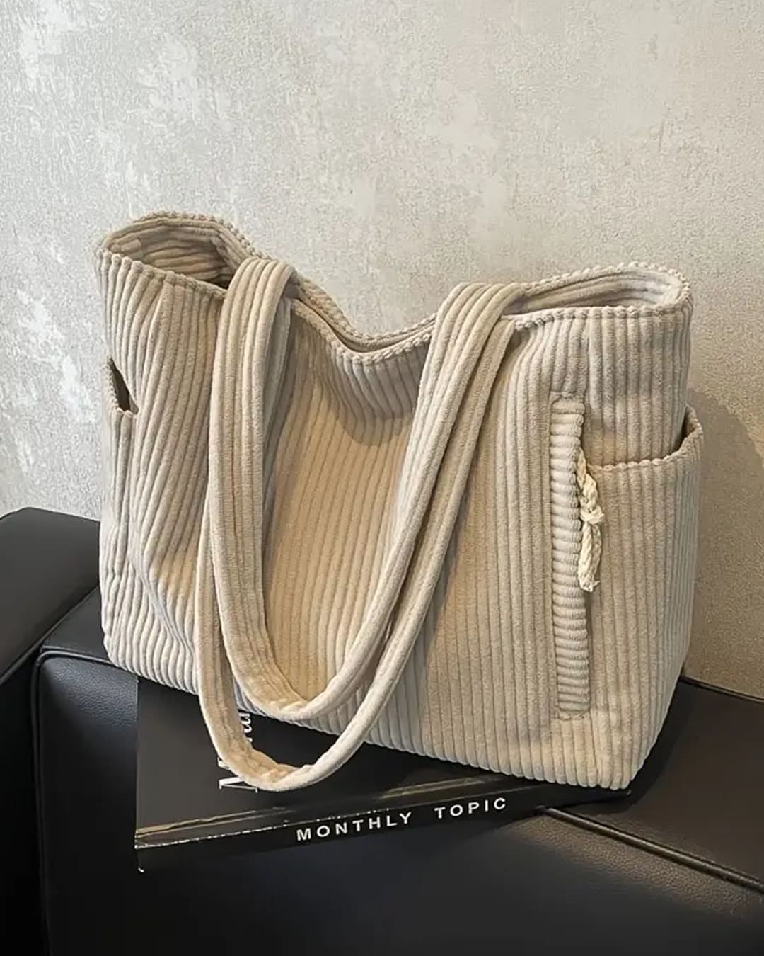 Agatha Corduroy Ribbed Tote Bag