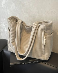 Agatha Corduroy Ribbed Tote Bag