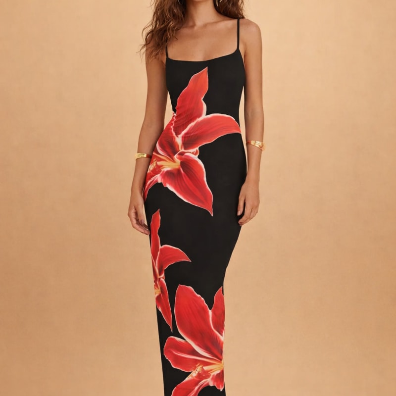 Liesel Floral Print Sleeveless Bodycon Maxi Dress