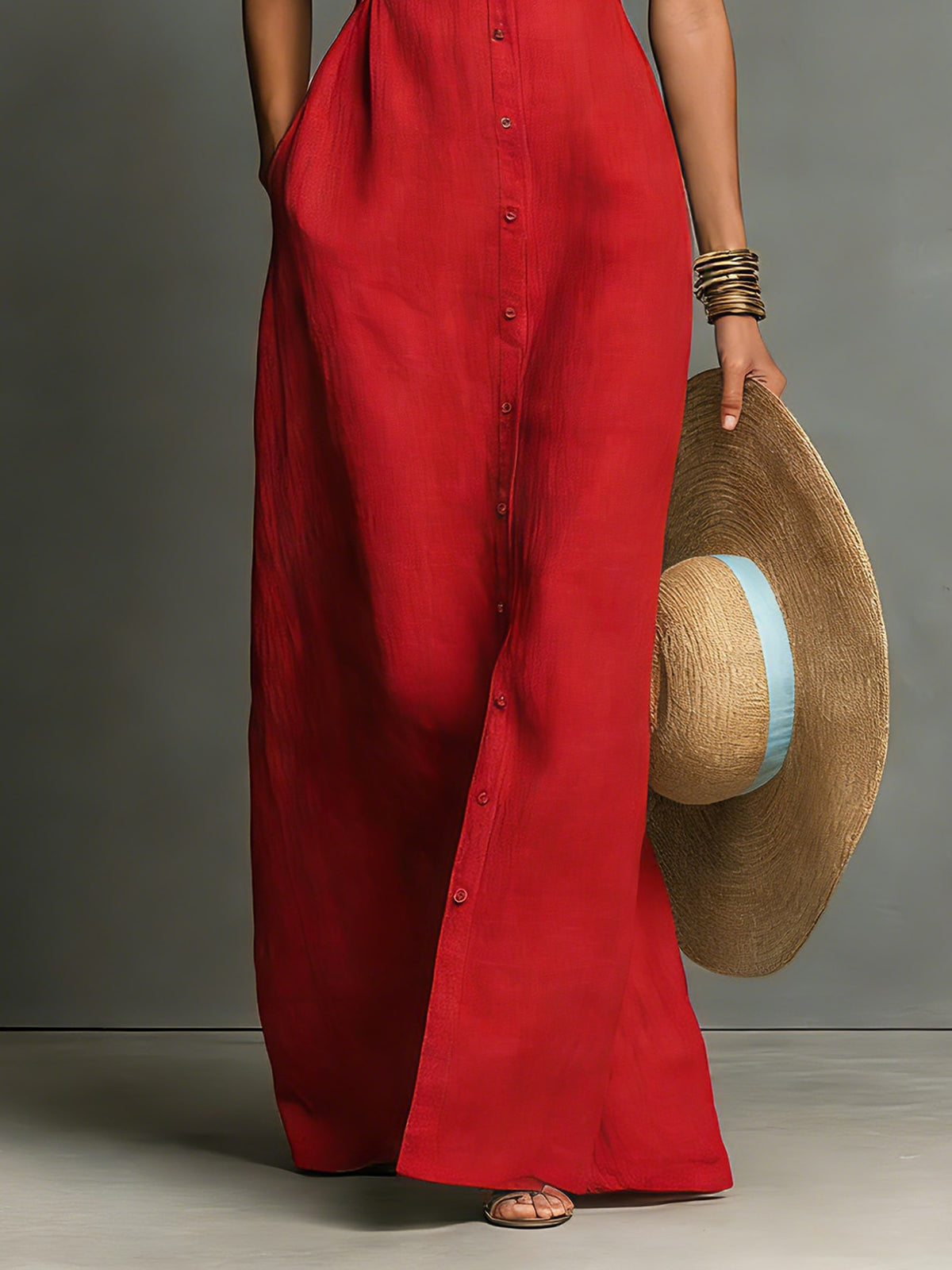 Adelaide Sleeveless Collared Maxi Shirt Dress_5