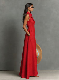 Adelaide Sleeveless Collared Maxi Shirt Dress