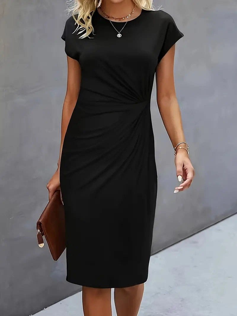 Amanda Ruched Short Sleeve Midi Dress