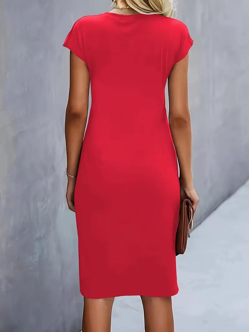 Amanda Ruched Short Sleeve Midi Dress_11