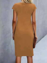 Amanda Ruched Short Sleeve Midi Dress