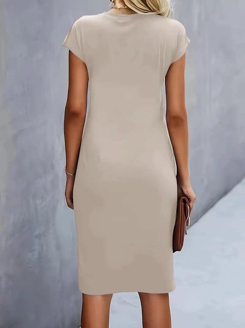 Amanda Ruched Short Sleeve Midi Dress