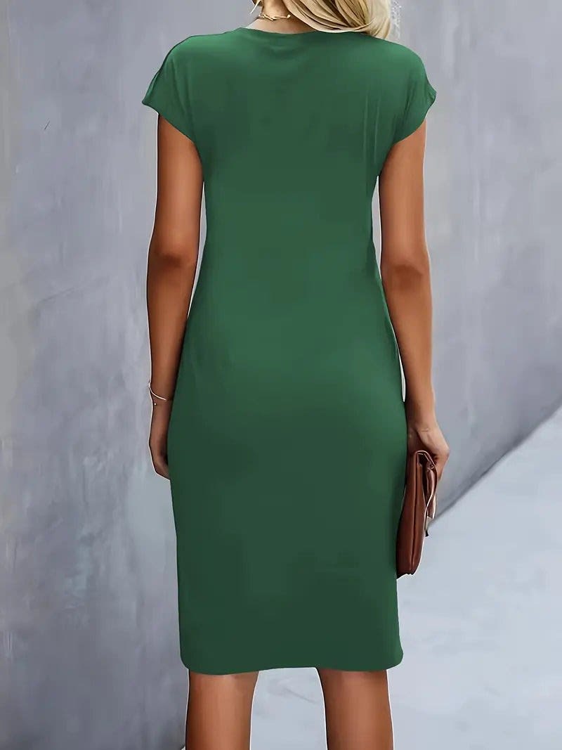 Amanda Ruched Short Sleeve Midi Dress