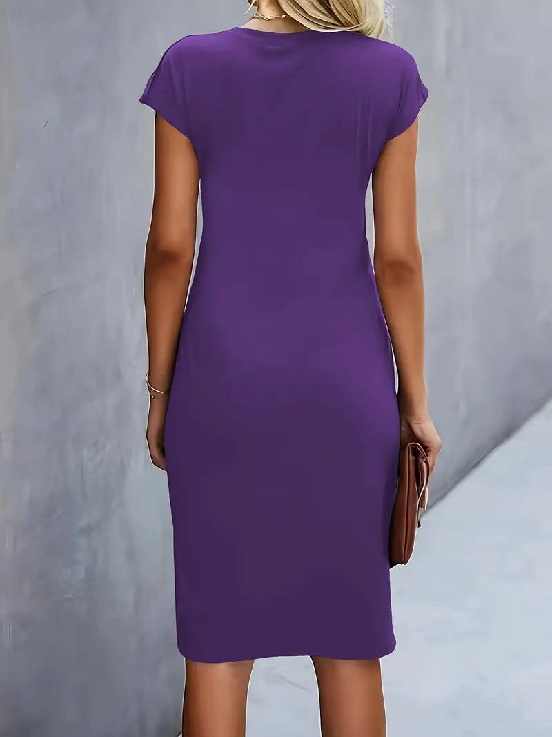 Amanda Ruched Short Sleeve Midi Dress_17