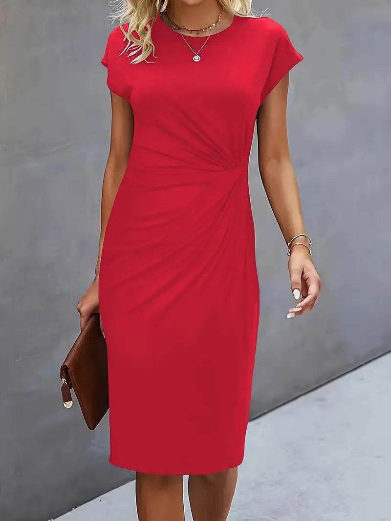 Amanda Ruched Short Sleeve Midi Dress