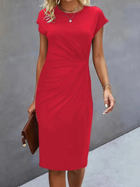 Amanda Ruched Short Sleeve Midi Dress