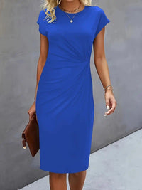 Amanda Ruched Short Sleeve Midi Dress