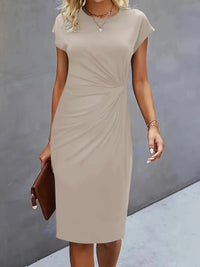 Amanda Ruched Short Sleeve Midi Dress