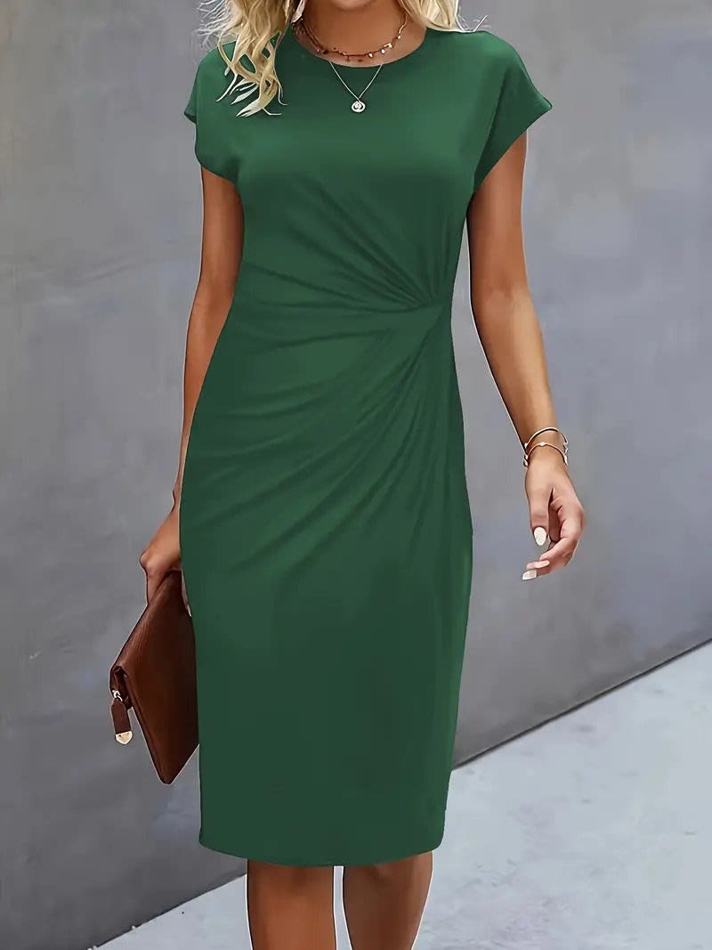 Amanda Ruched Short Sleeve Midi Dress