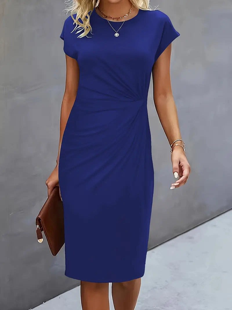 Amanda Ruched Short Sleeve Midi Dress