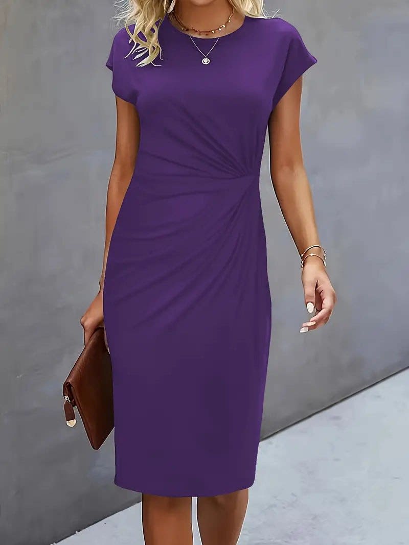 Amanda Ruched Short Sleeve Midi Dress