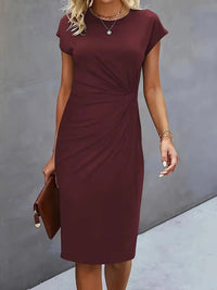 Amanda Ruched Short Sleeve Midi Dress