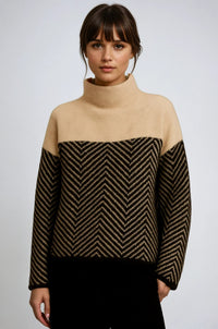 Fable Cashmere Chevron Turtleneck Sweater