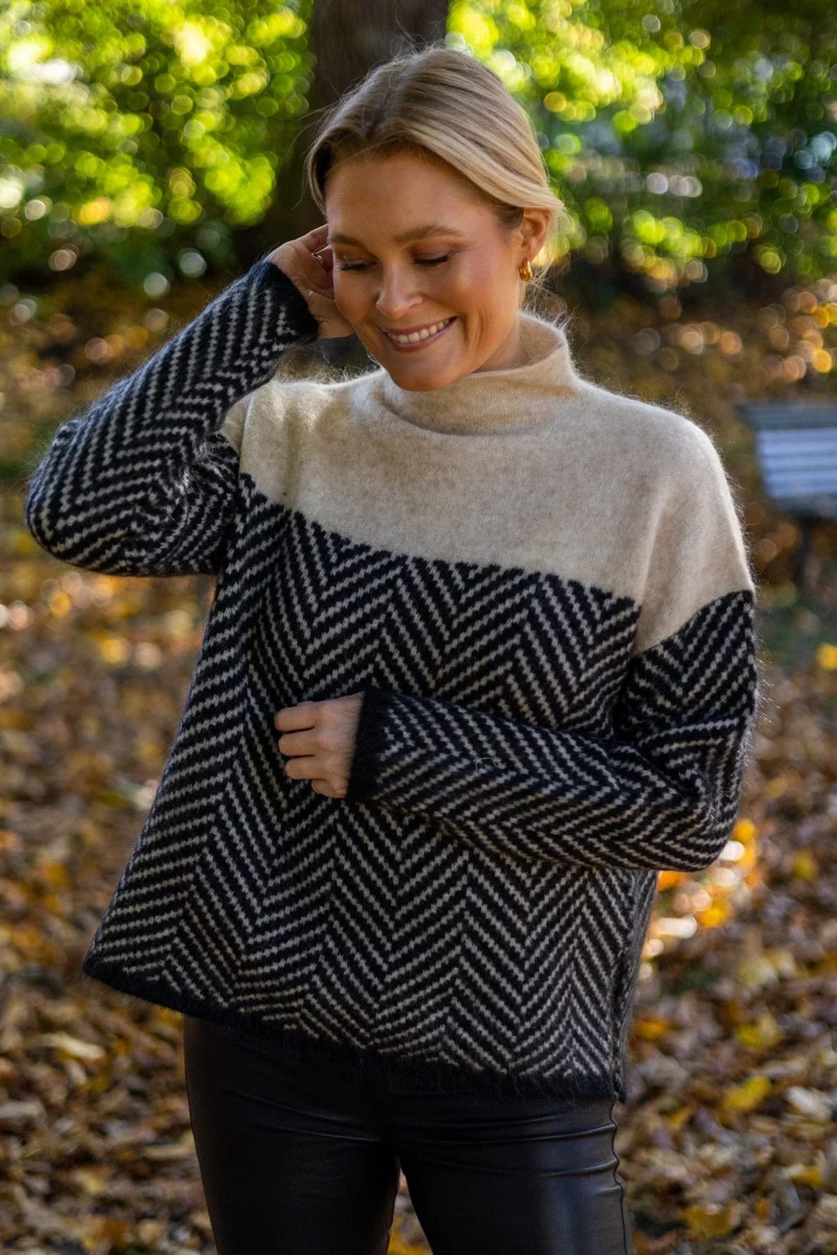 Fable Cashmere Chevron Turtleneck Sweater_2