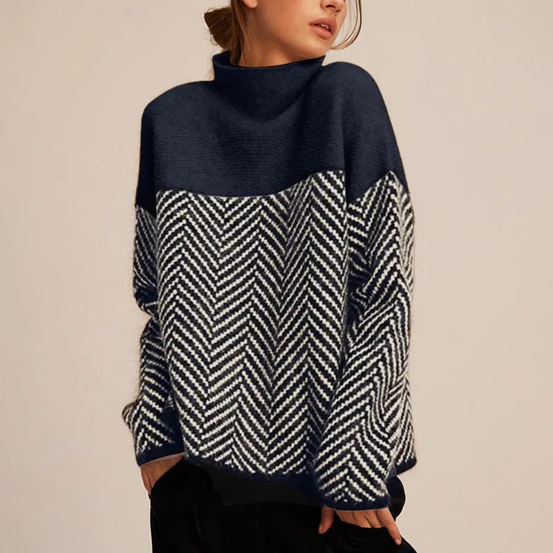 Fable Cashmere Chevron Turtleneck Sweater