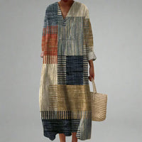Kendall Patchwork Print Long Sleeve Maxi Dress