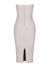 Janelle Strapless Fringe Bandage Party Midi Dress