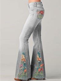 Giselle Floral Print Flared Jeans