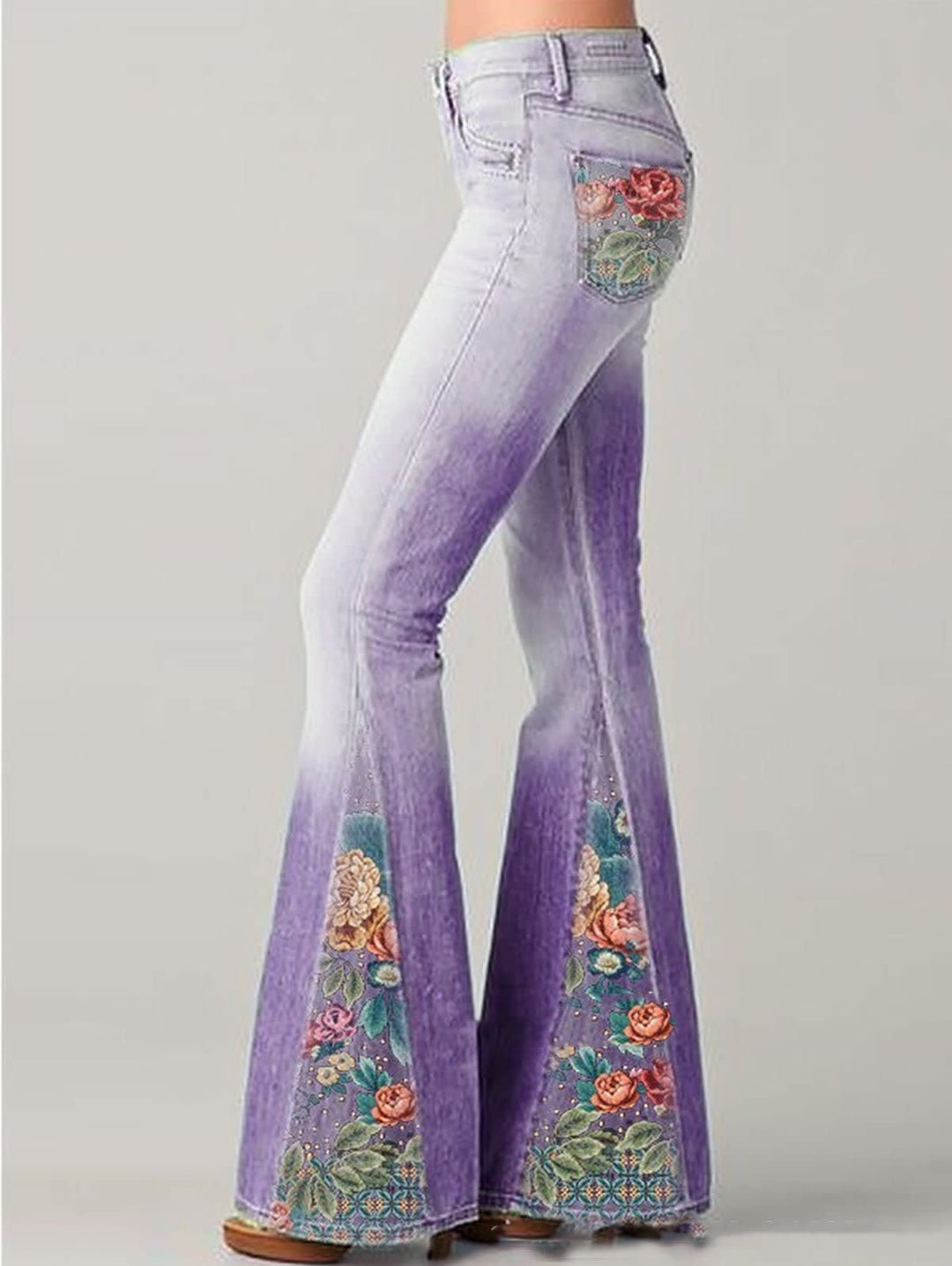 Giselle Floral Print Flared Jeans