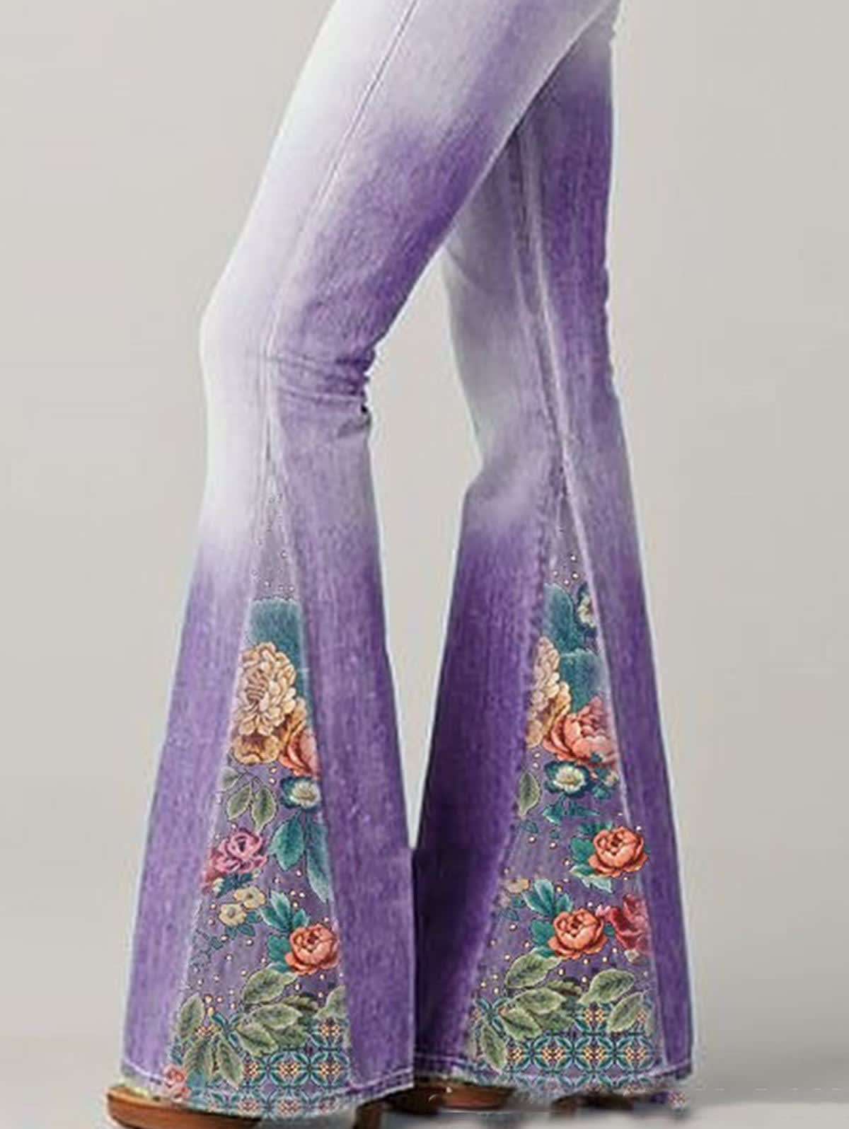 Giselle Floral Print Flared Jeans_4