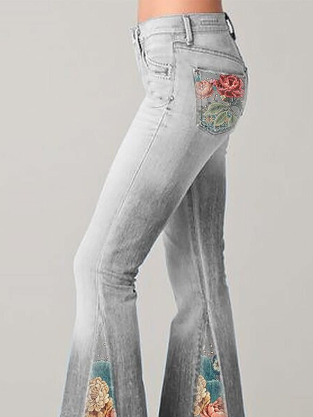 Giselle Floral Print Flared Jeans