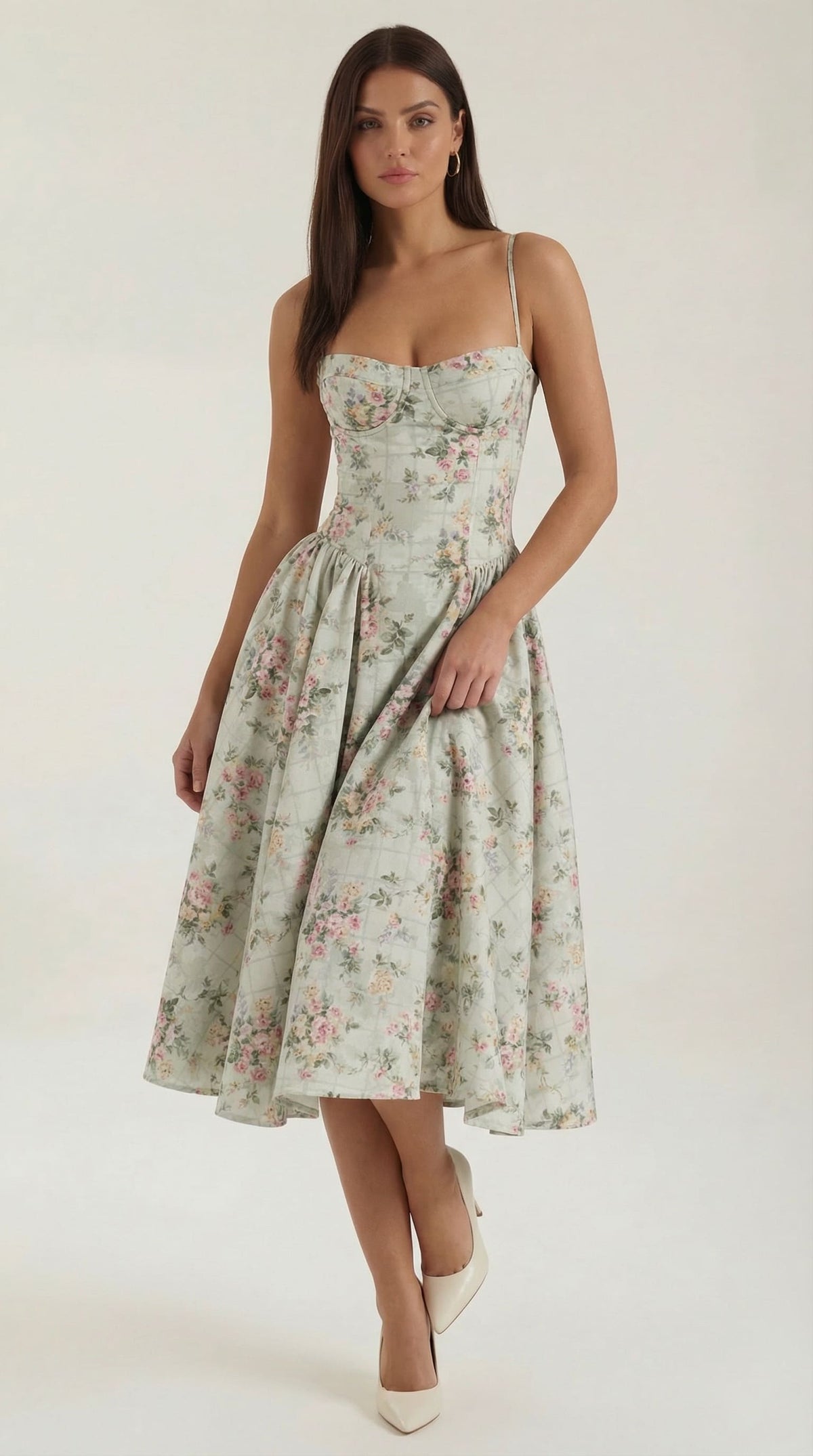Karina Floral Corset Midi Dress_1
