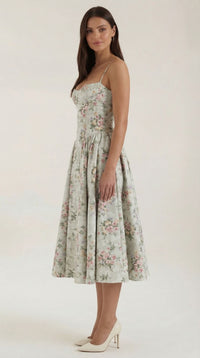 Karina Floral Corset Midi Dress