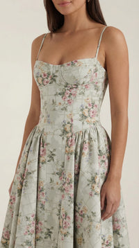Karina Floral Corset Midi Dress