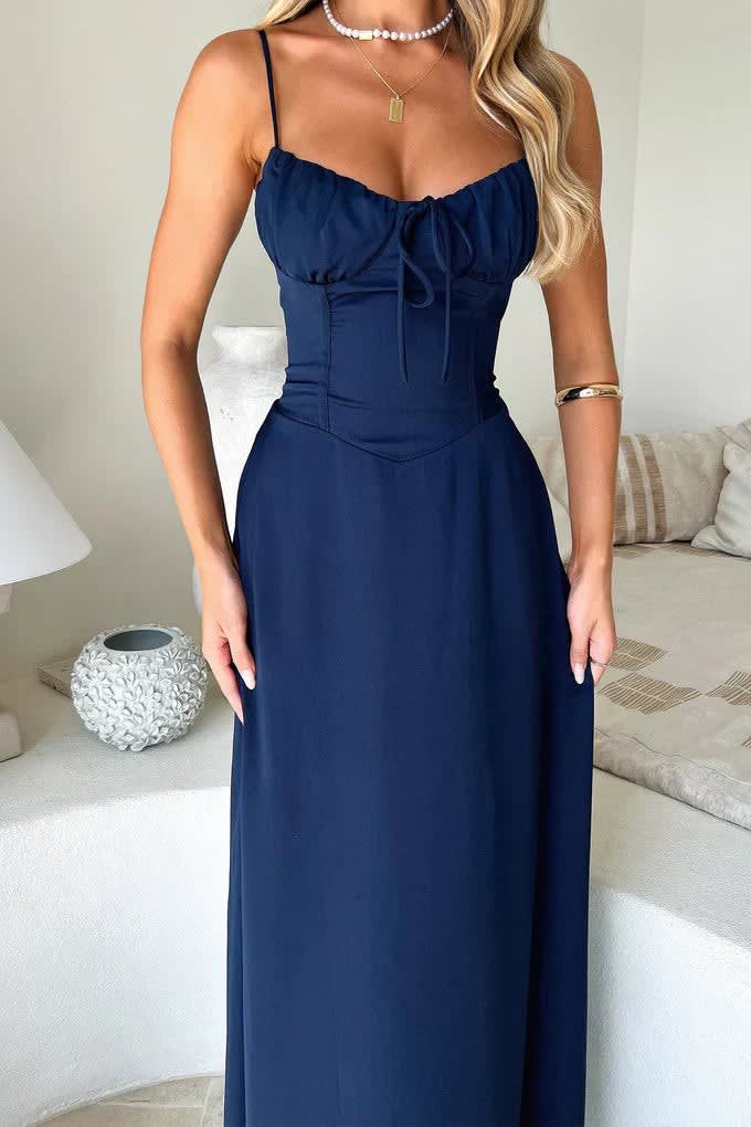 Amaya Wedding Guest Spaghetti Strap Corset Maxi Dress