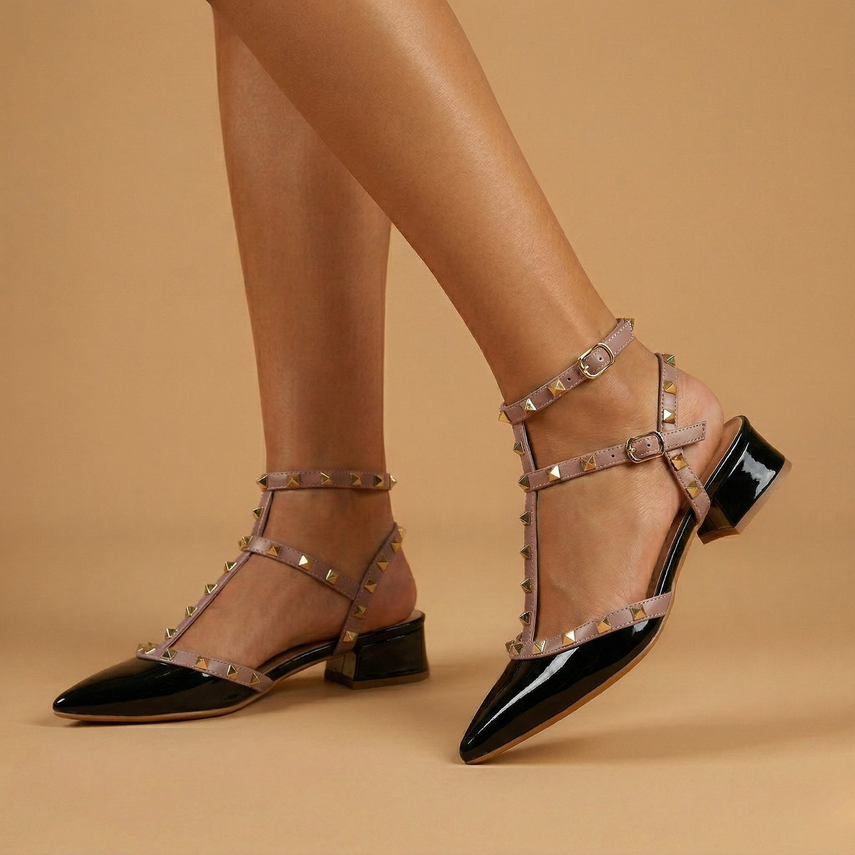 Juliette Prescott Studded Block Heel Pumps