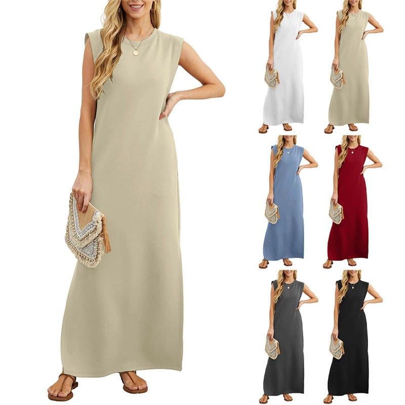 Nicola Sleeveless Maxi Dress with Pockets_1
