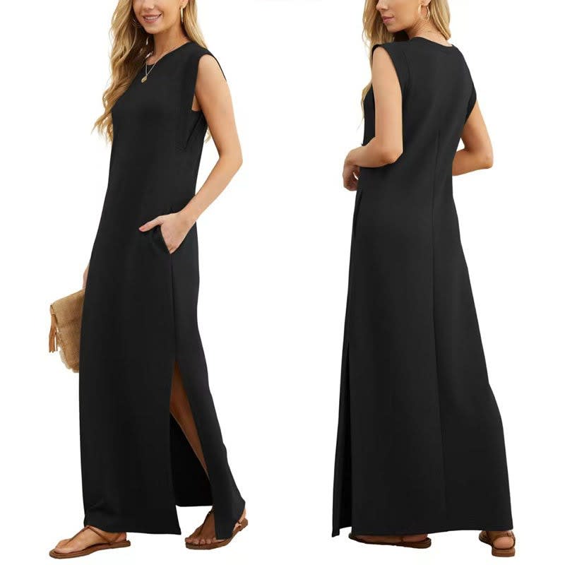 Nicola Sleeveless Maxi Dress with Pockets_2
