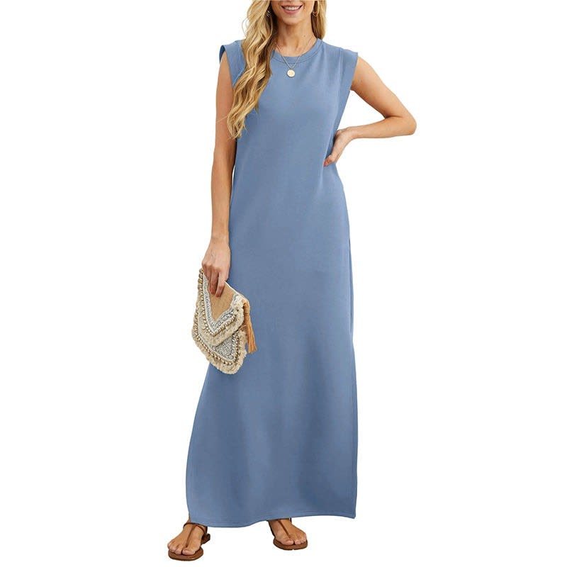 Nicola Sleeveless Maxi Dress with Pockets_3