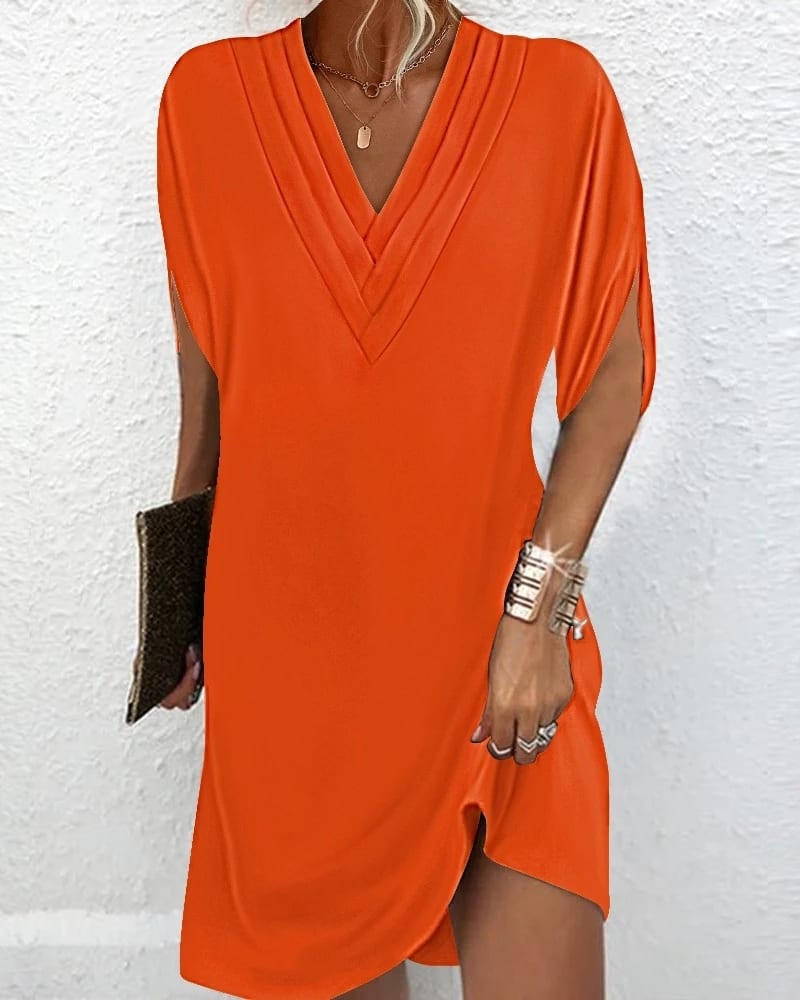 Sara V-Neck Split Sleeve Shift Mini Dress