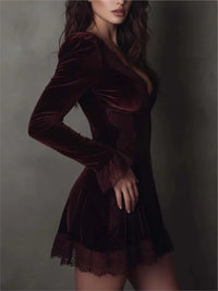 Tindra Velvet Lace Cocktail Mini Dress
