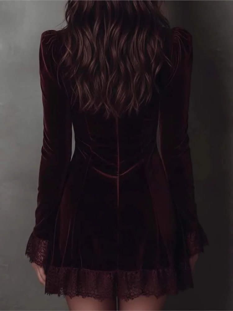 Tindra Velvet Lace Cocktail Mini Dress