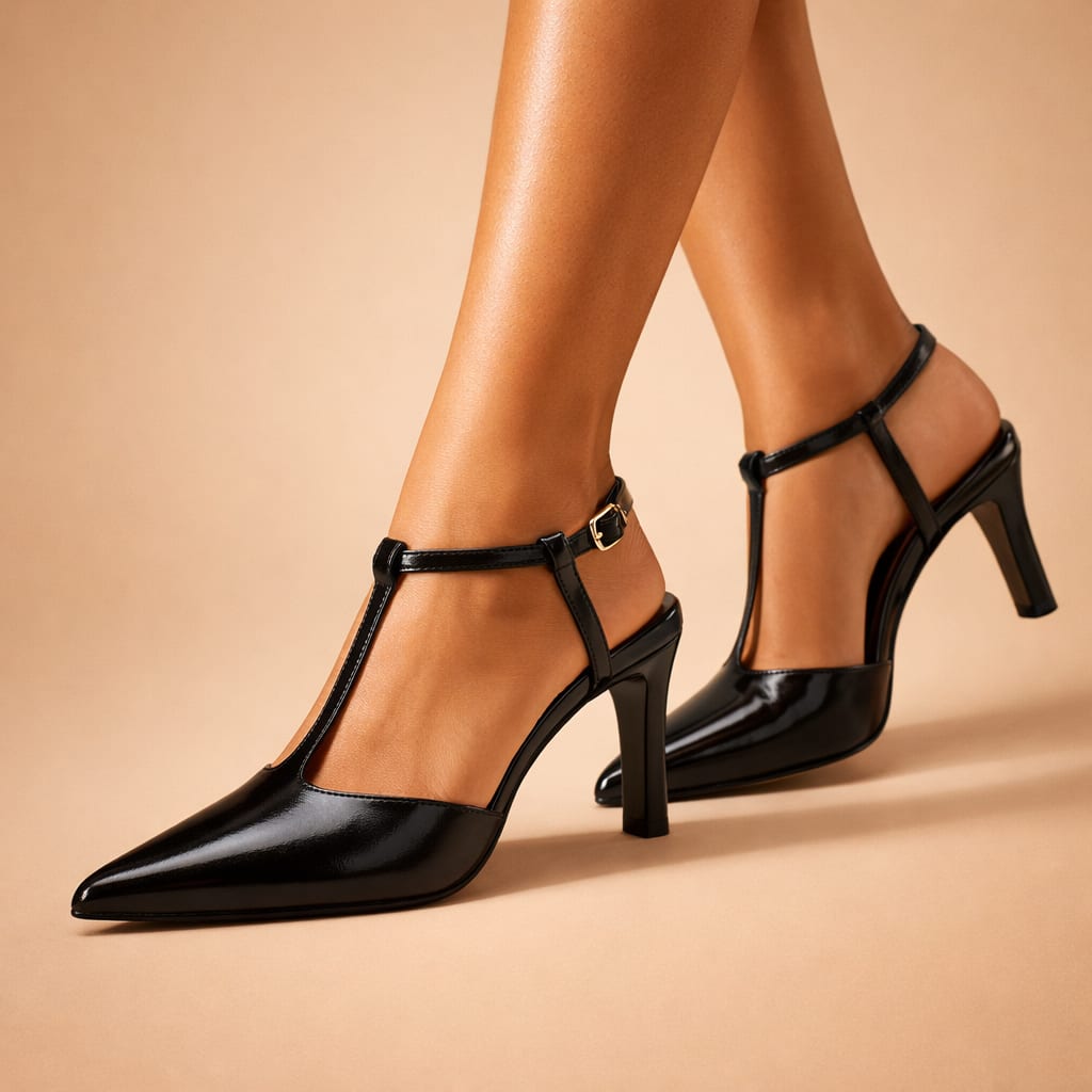 Lavinia Barlowe Leather T Strap Heels