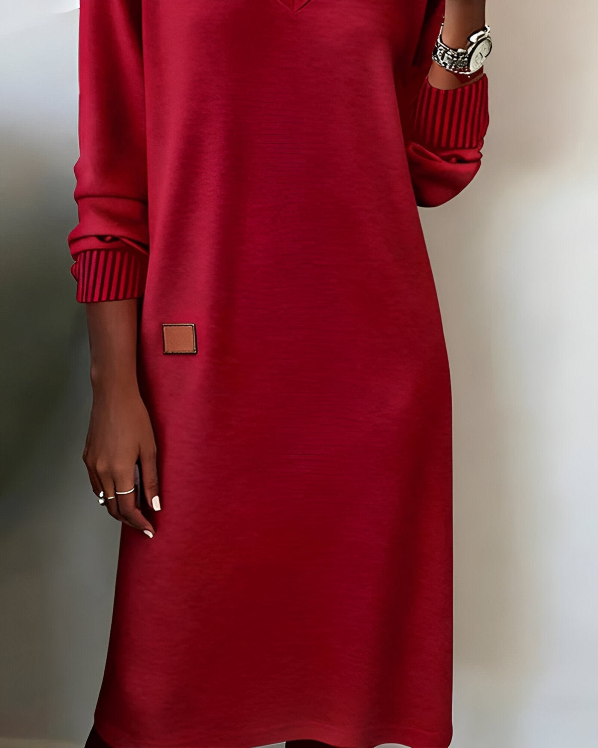 June V-Neck Knit Midi Dress