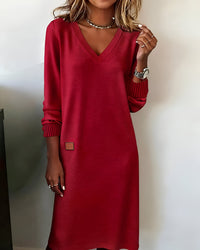 June V-Neck Knit Midi Dress