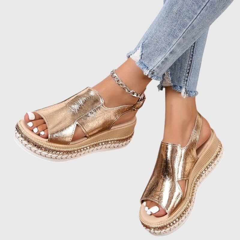 Eloise Metallic Wedge Orthopedic Sandals