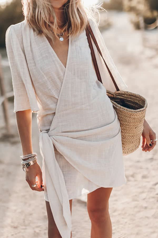 Mackenzie Wrap V-Neck Beach Mini Dress_1