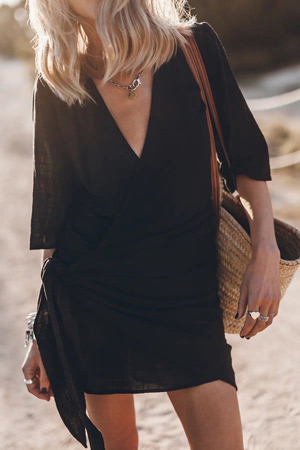 Mackenzie Wrap V-Neck Beach Mini Dress